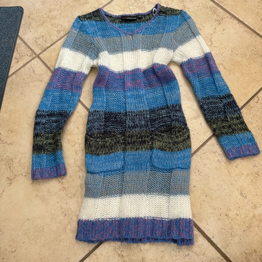 Colorful V-Neck Sweater Dress